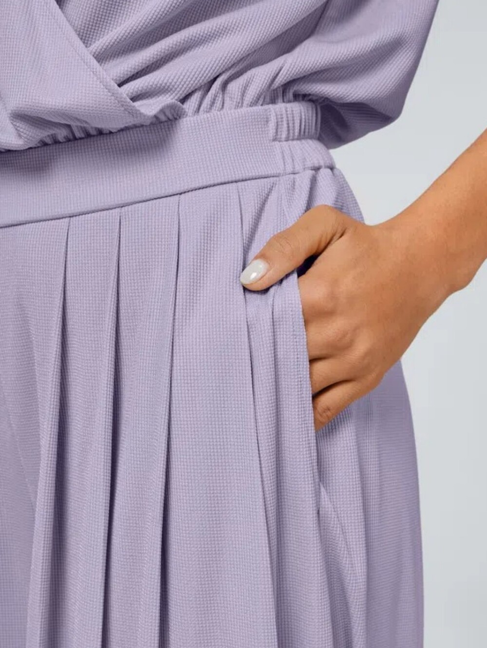 HALARA Lavender V-Neck Wide-Leg Jumpsuit - Picture 3 of 7